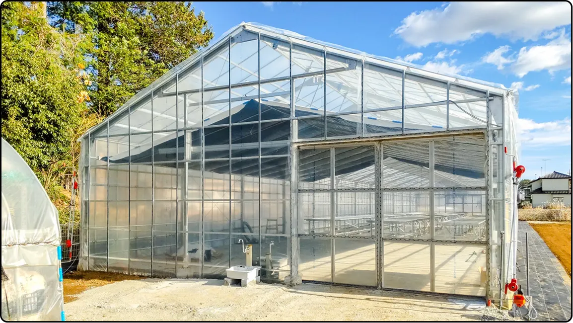 栃木の鉄骨屋根ハウス施工｜大空間・高採光が必要な栽培に｜初めての方も安心｜有限会社マルカ商会
